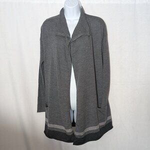 CAROLE LITTLE 100% MERINO wool cardigan Sz M OPENED FRONT OLD MONEY STUNNING